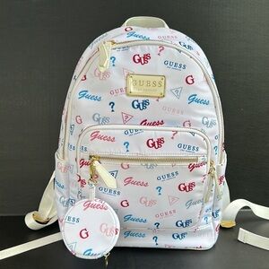 New GUESS LARGE GUESS LOGO Sateen Nylon Backpack